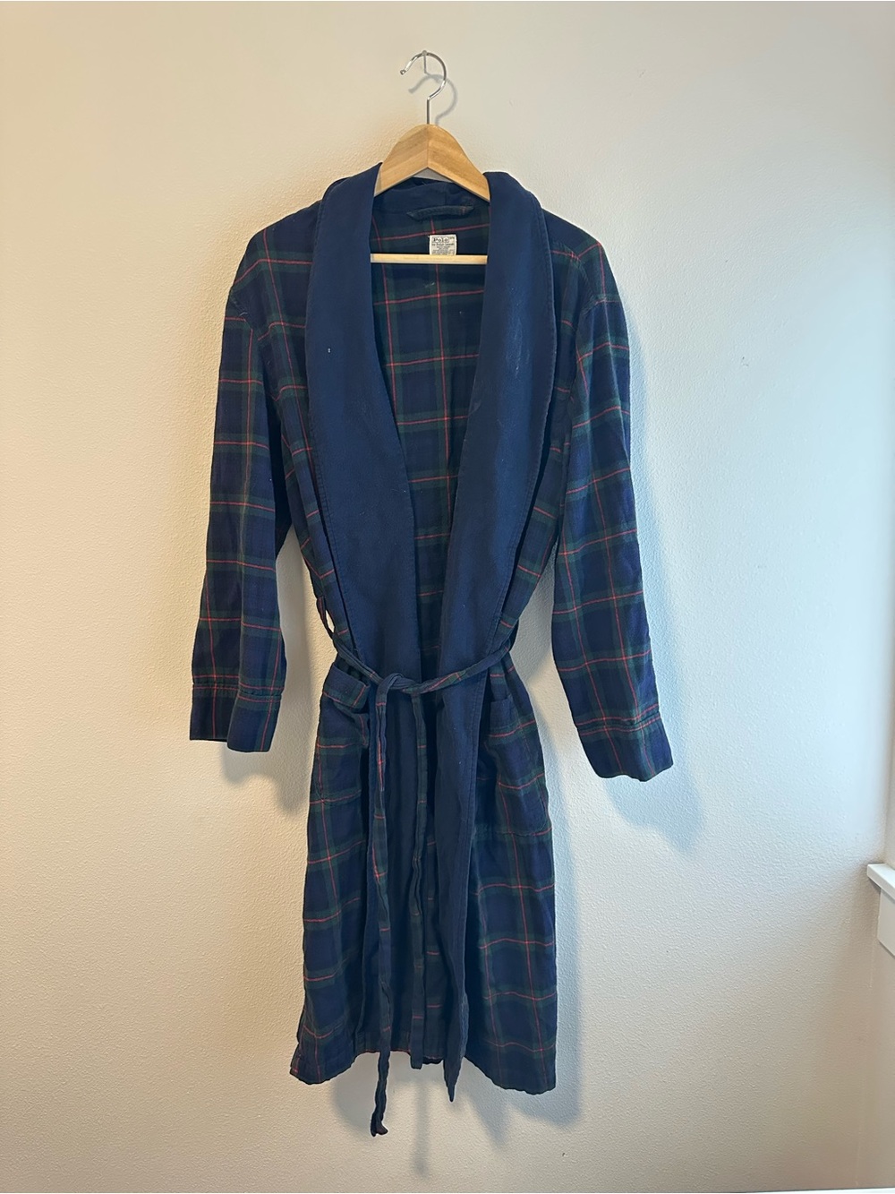 Polo Ralph Lauren Vintage 80s Men’s plaid Shawl-Collar Robe